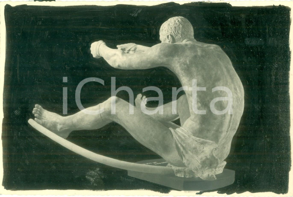 Fotografia d epoca originale 1936 BERLINO OLIMPIADI Farpi VIGNOLI Guidatore di sulky Foto coeva scultura 1