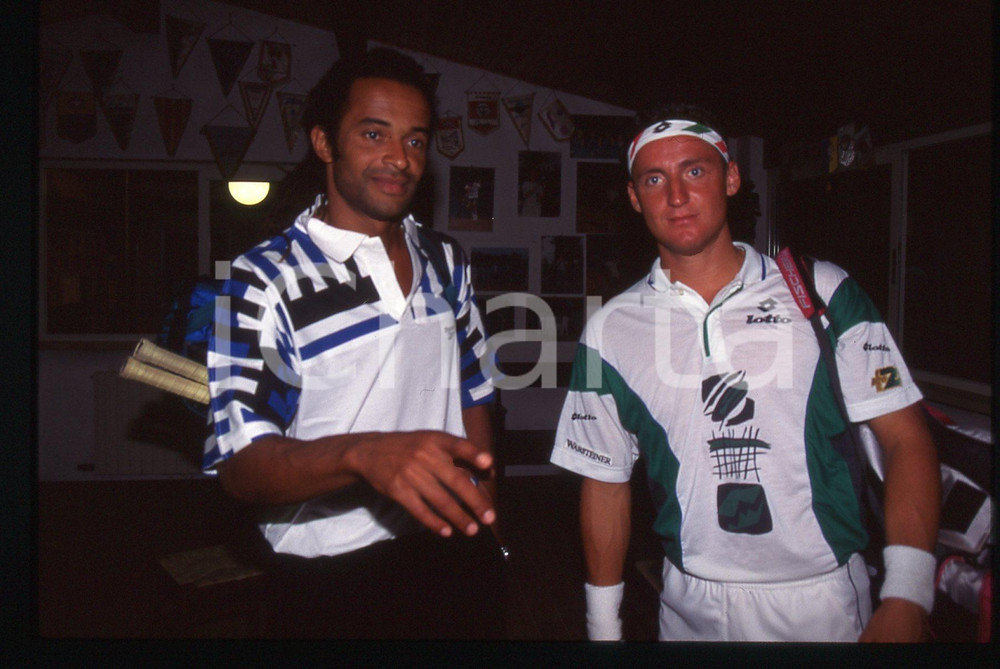 35mm vintage slide* 1990 ca TENNIS Toscana Yannick NOAH e Andrea GAUDENZI (4)