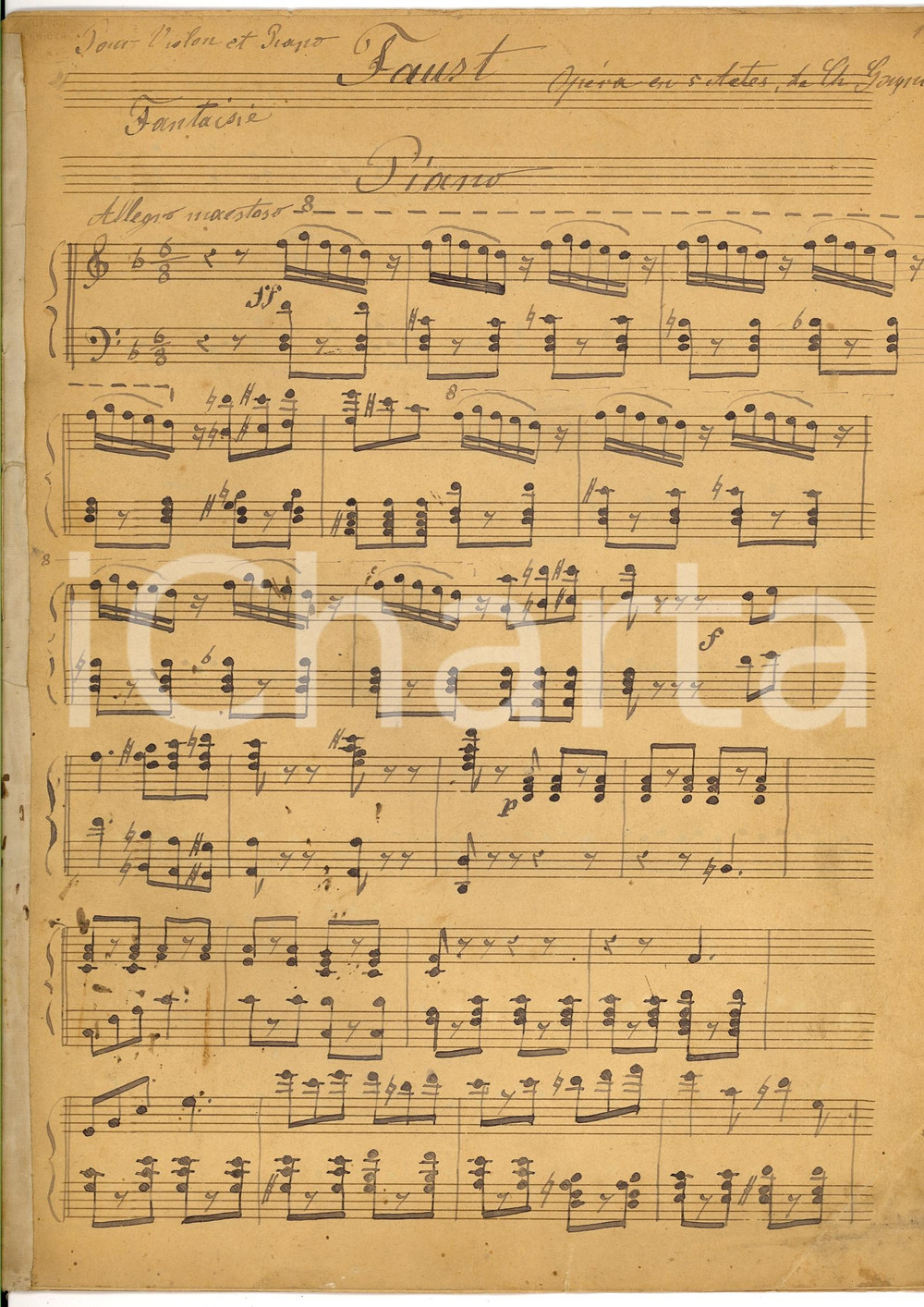 Oggetto da collezione cartaceo 1880 ca Fantasias su FAUST di Charles GOUNOD Violino 1