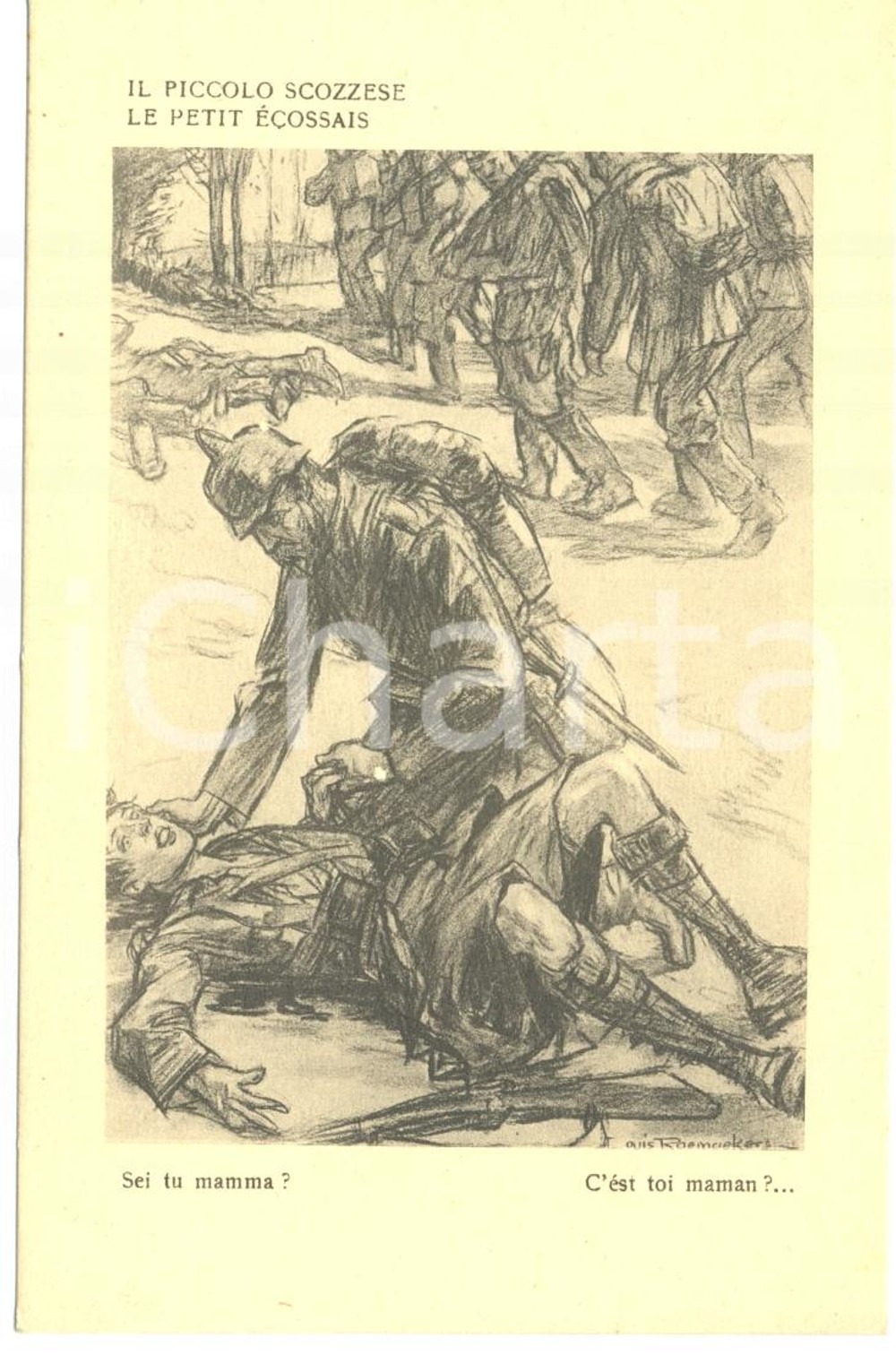 Cartolina originale da collezione 1917 WW1 SATIRA DI GUERRA Il piccolo scozzese *Cartolina FP NV 1