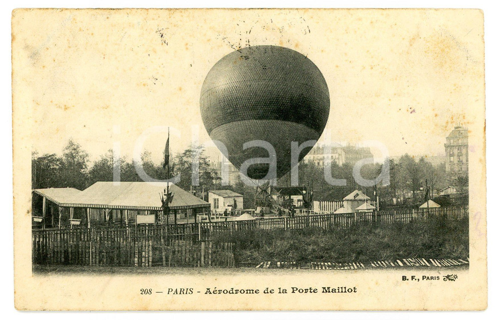 1908 PARIS AÃ©rodrome de la Porte Maillot - Carte postale ancienne  Cartolina postale d'epoca, viaggiata. FAIR/discreto fioriture Formato: 14x9 cm originale e autentica 1