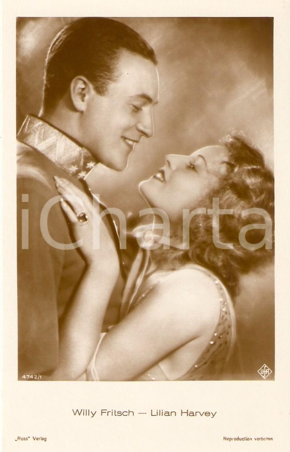 Cartolina originale da collezione 1930 ca CINEMA Willy FRITSCH Lilian HARVEY si abbracciano *Cartolina FP NV 1