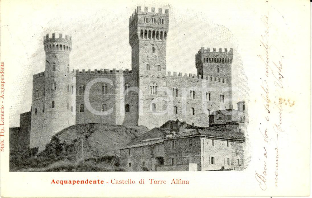 Cartolina originale da collezione 1904 ACQUAPENDENTE (VT) Castello di Torre ALFINA *Cartolina FP VG 1