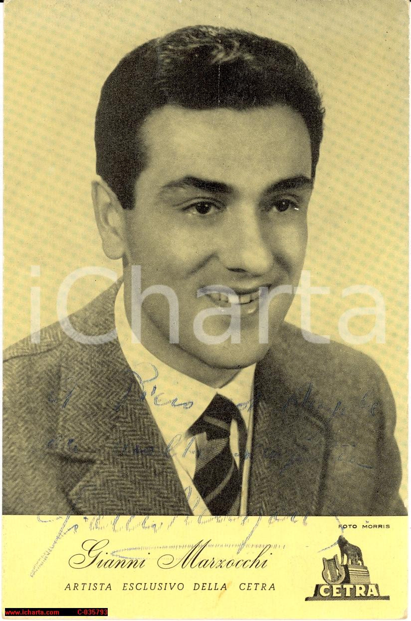 Autografo originale Gianni Marzocchi anni  50  Autografo su foto cartoncino CETRA 1