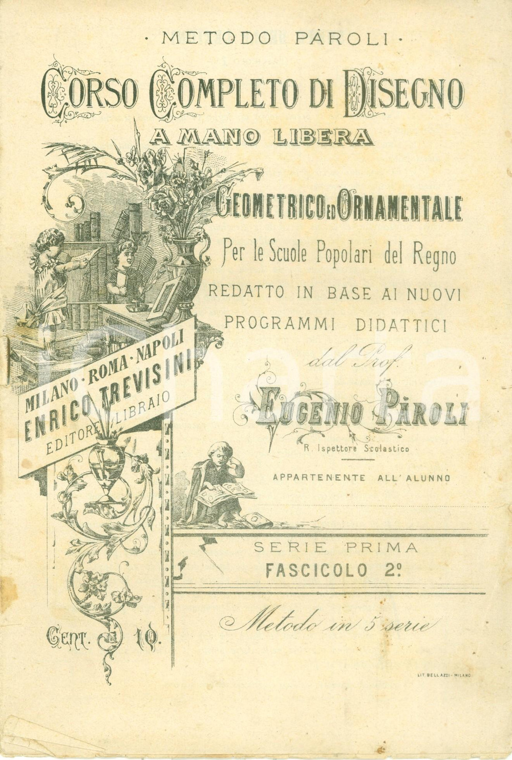 Documento originale, autentico 1920 ca Eugenio PAROLI Corso completo di disegno a mano libera Fascicolo 2 1