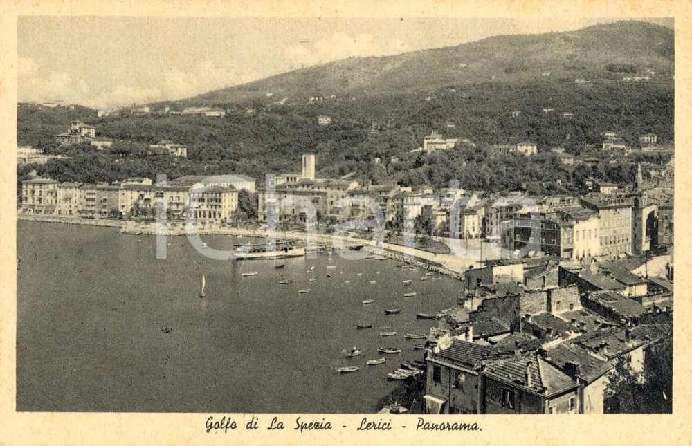 Cartolina originale da collezione 1939 LERICI (SP) Panorama paese e Golfo di LA SPEZIA *Cartolina postale FP NV 1