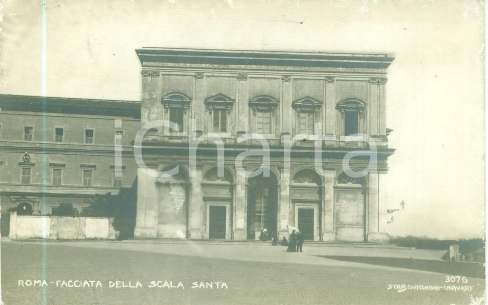 Cartolina originale da collezione 1918 ROMA Facciata della Scala Santa Cartolina ANIMATA FP NV 1