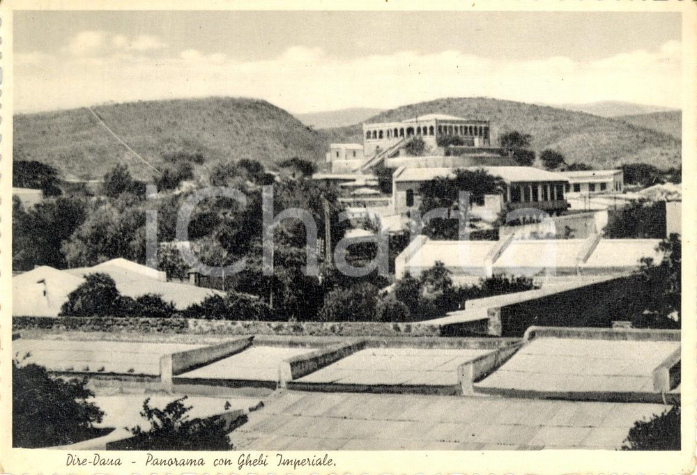 Cartolina originale da collezione 1936 DIRE DAUA (ETIOPIA) AOI Panorama con GHEBI Imperiale *Cartolina FG NV 1