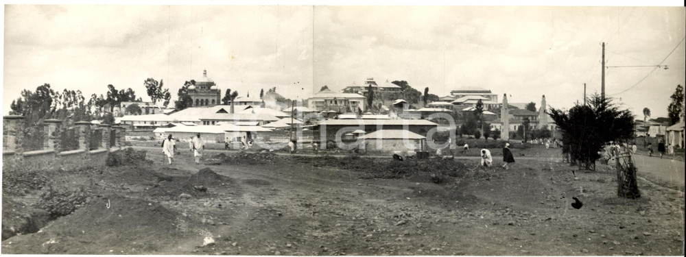 Fotografia d epoca originale 1936 ADDIS ABEBA ETIOPIA Veduta GHEBI e case indigene Fotografia DOPPIA 1