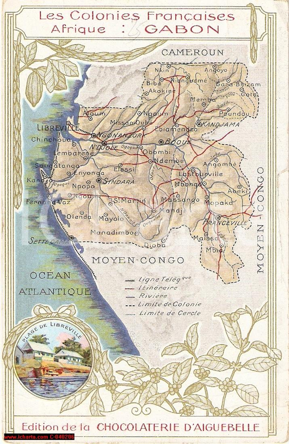 Cartolina originale da collezione 1930 circa Chocolaterie d'AIGUEBELLE Colonie GABON 1