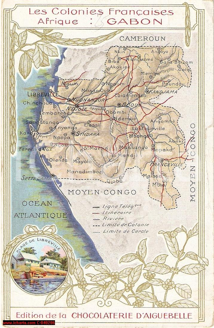 Cartolina originale da collezione 1930 circa Chocolaterie d AIGUEBELLE Colonie GABON 1