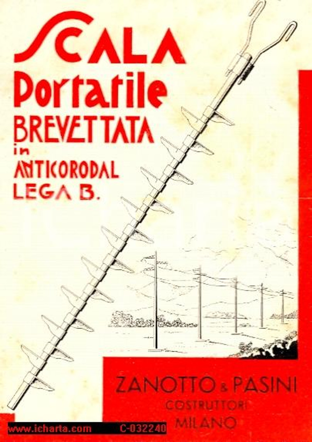 Oggetto da collezione cartaceo 1940 MILANO Via Verbano 8 Scala ANTICORODAL Ditta Pasini & Zanotto Volantino 1