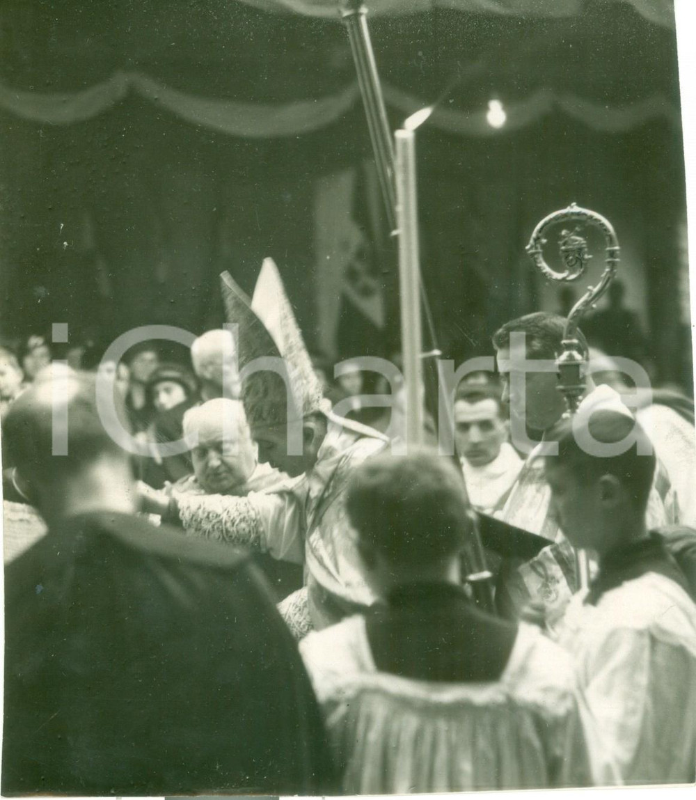 Fotografia d epoca originale 1934 MILANO Card. Ildefonso SCHUSTER posa prima pietra oratorio di SANT ANTONIO 1