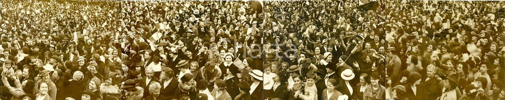 Fotografia d epoca originale 1936 ROMA Imponente manifestazione festeggia conquista di ADDIS ABEBA QUADRUPLA 1