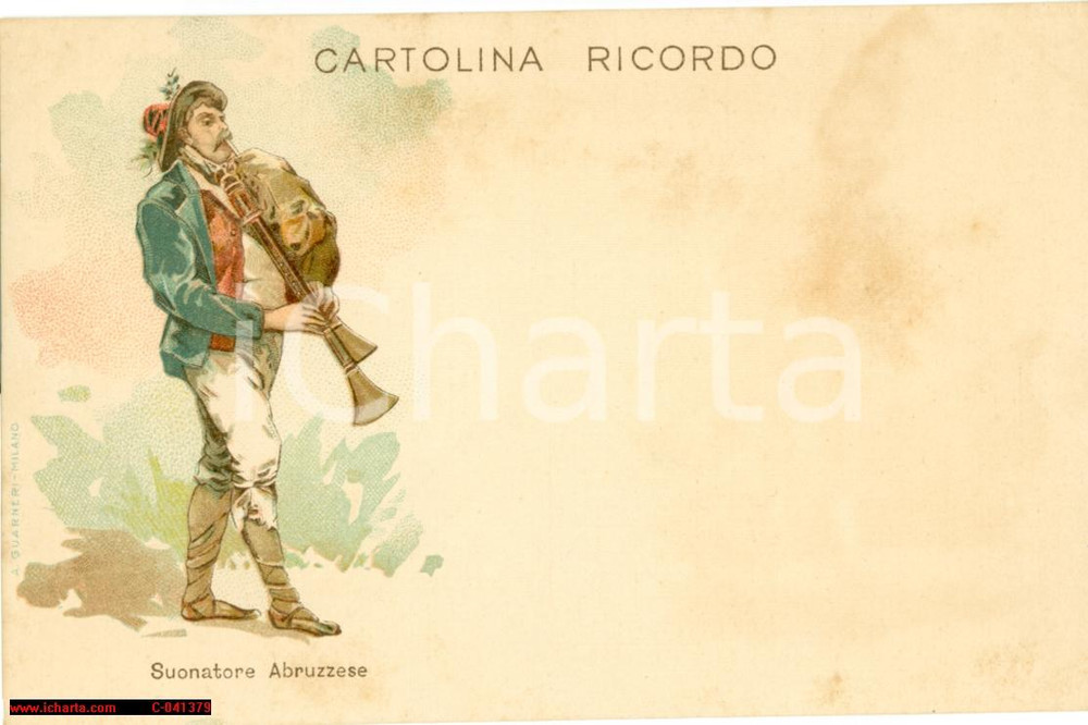 Cartolina originale da collezione 1910 Costumi SUONATORE ABRUZZESE cartolina illustrata 1