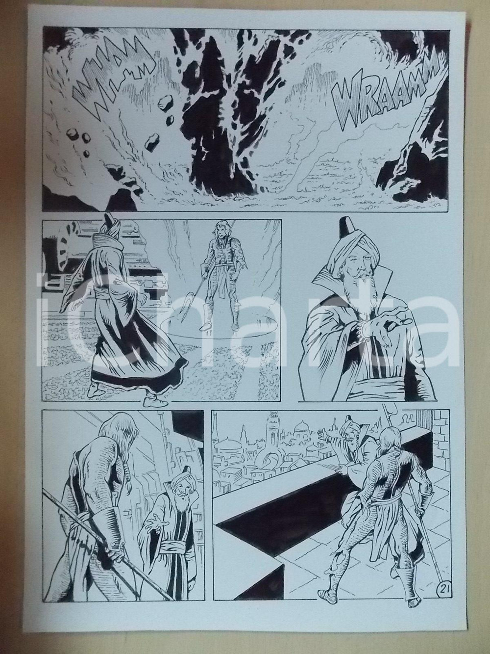 Opera d’arte autentica 2001 WAMPUS Luciano BERNASCONI Alchimista evoca guerriero Tavola originale LUBE 1