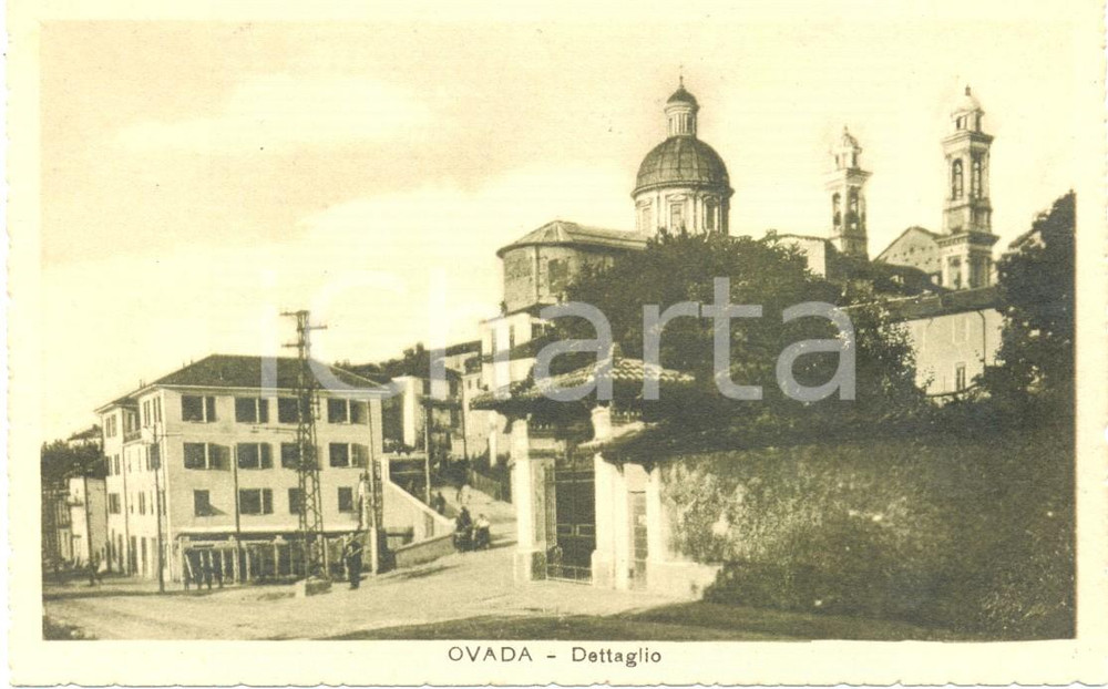 Cartolina originale da collezione 1935 ca OVADA AL Scorcio centro storico con chiesa ASSUNTA Cartolina FP NV 1