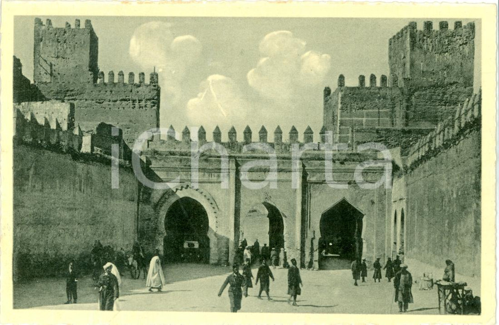 Cartolina originale da collezione 1940 ca FEZ (MAROCCO) La Porta BAB-DEKAKEN ANIMATA *Cartolina FP NV 1