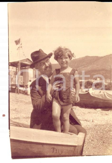 Fotografia d epoca originale 1924 SPOTORNO SV Generale Facino MASCARETTI con la figlia Luciana Foto 5x8 1