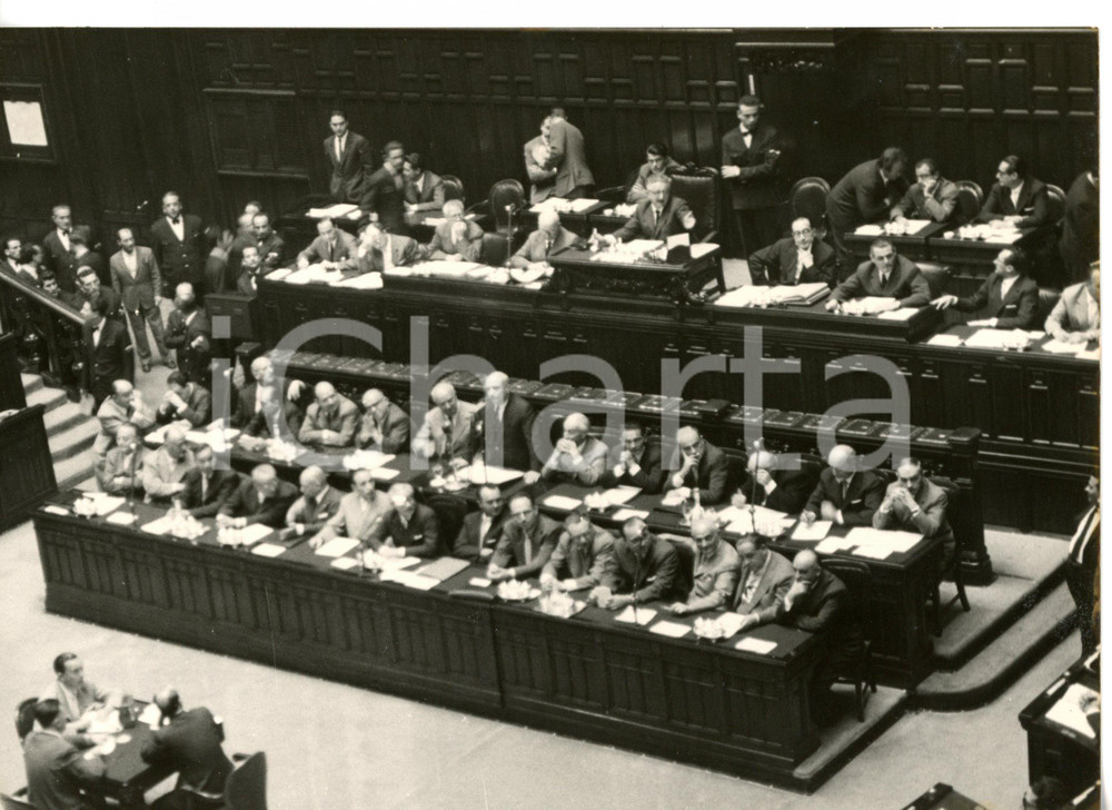 Fotografia d epoca originale 1958 ROMA Amintore FANFANI durante dibattito per la fiducia al governo Foto 1