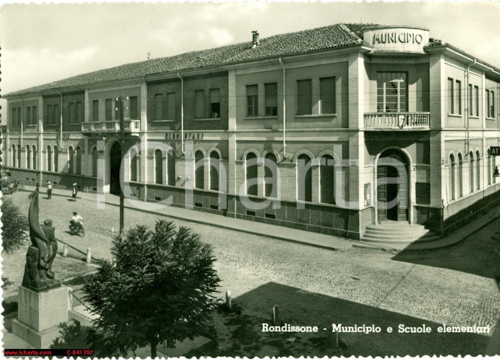Cartolina originale da collezione 1956 RONDISSONE TO Municipio e scuole elementari FG 1