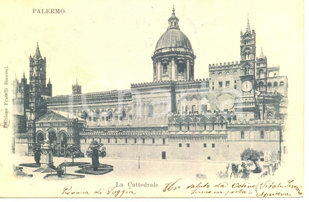 Cartolina originale da collezione 1901 PALERMO Veduta della CATTEDRALE *Cartolina FP VG 1