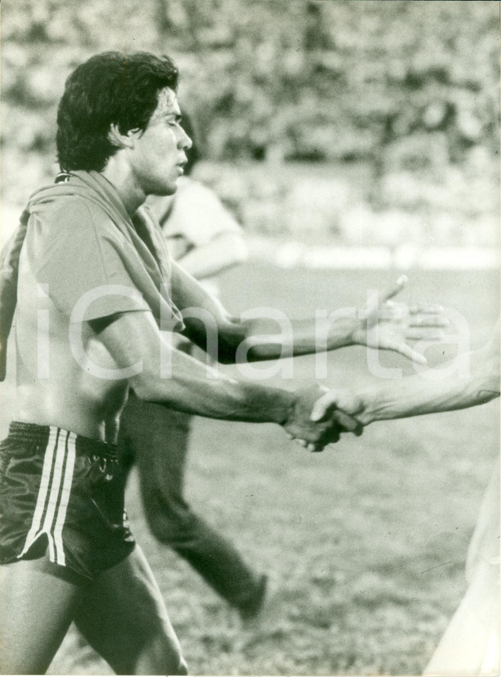 Fotografia d epoca originale 1980 ca URUGUAY Calcio Ritratto Ruben PAZ dopo partita Fotografia 1