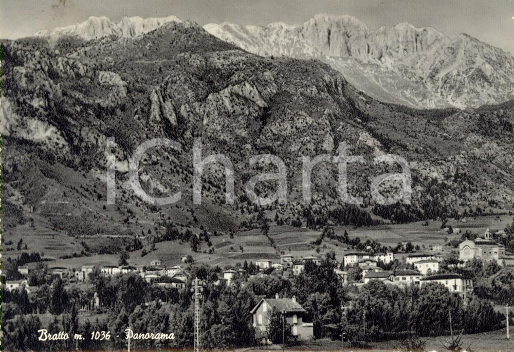Cartolina originale da collezione 1956 CASTIONE DELLA PRESOLANA (BG) Panorama della frazione BRATTO *Cartolina VG 1