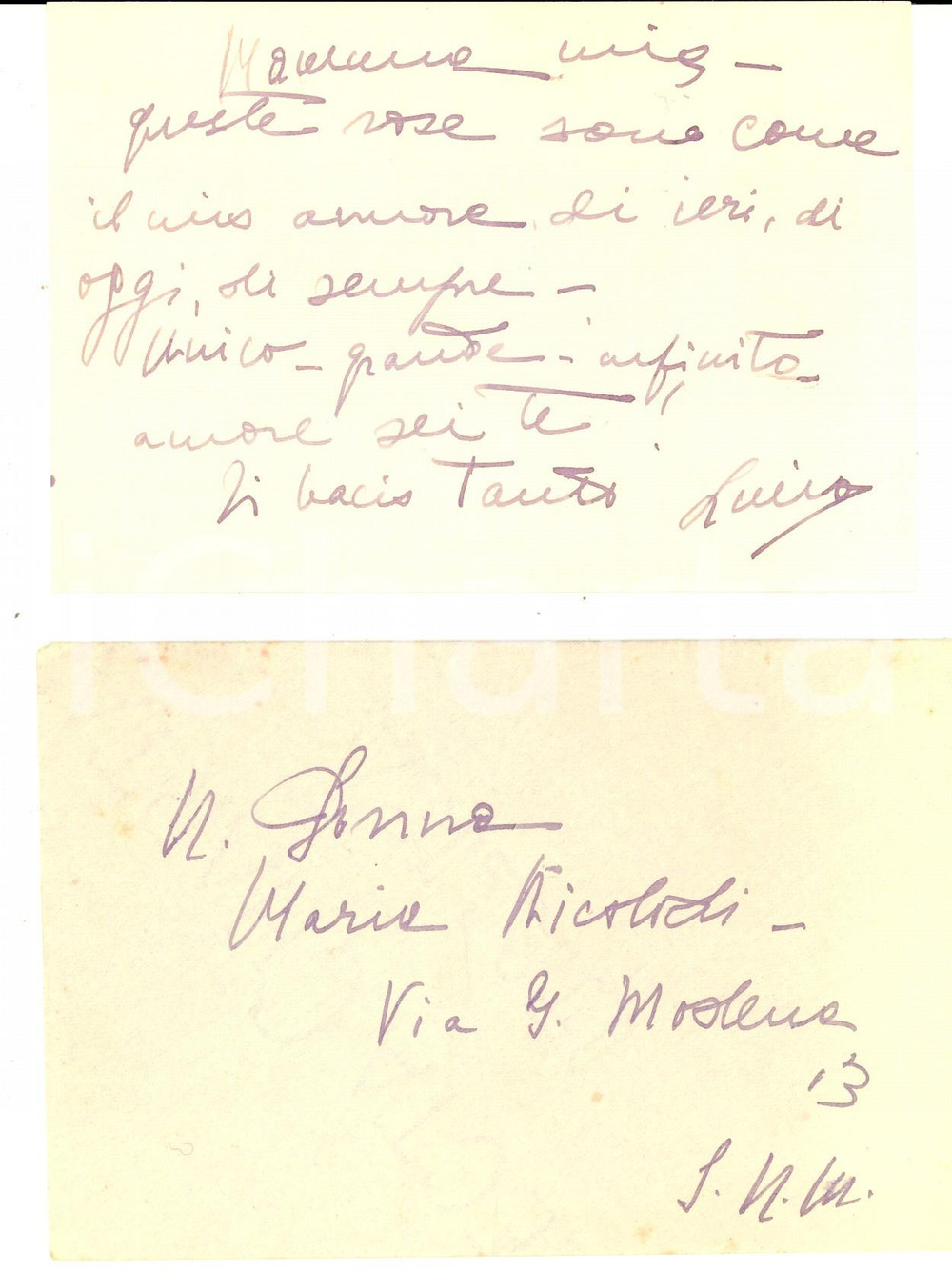 Autografo originale 1930 ca FIRENZE Fiori alla nobildonna Maria NICOLODI dal figlio Luigi Biglietto 1