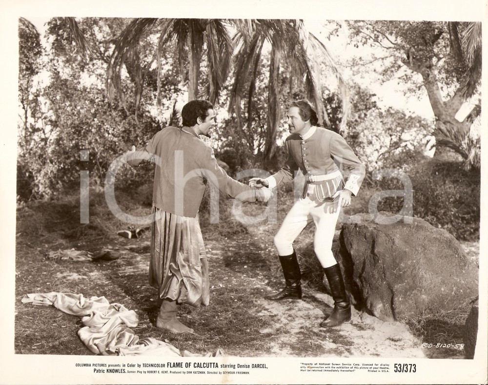 Fotografia d epoca originale 1953 FLAME OF CALCUTTA Patric KNOWLES combatte con George KEYMAS Foto di scena 1