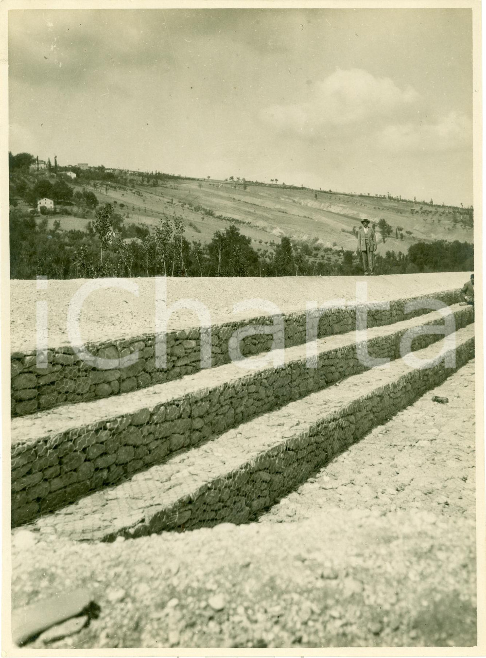 Fotografia d epoca originale 1930 ca FERMO CH Opere del Consorzio Bonifica ZENNA Fotografia 1