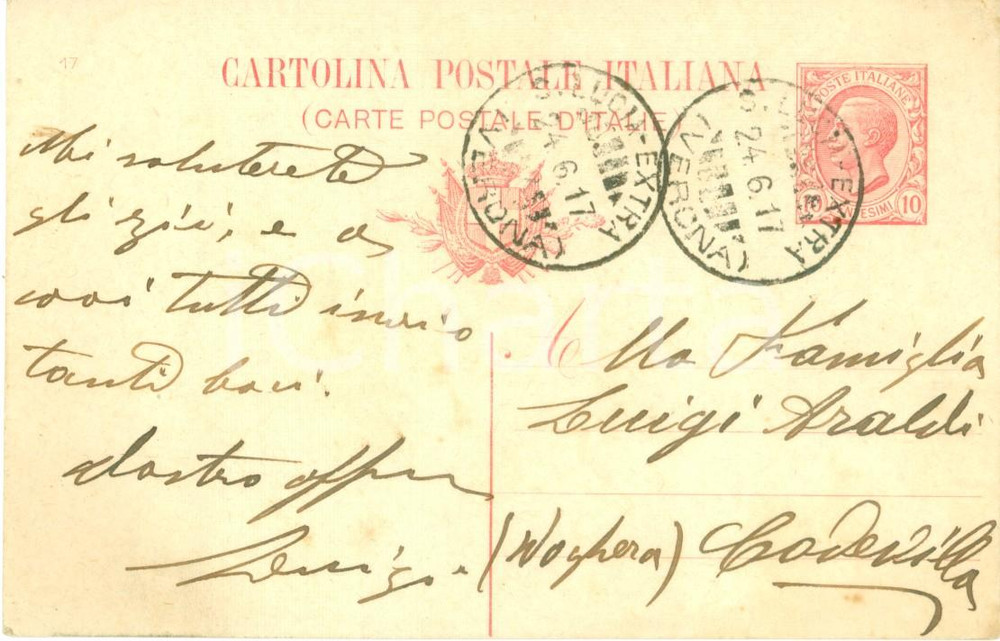 Documento originale, autentico 1917 VERONA WW1 Aspetto quella benedetta licenza che non arriva mai Cartolina 1