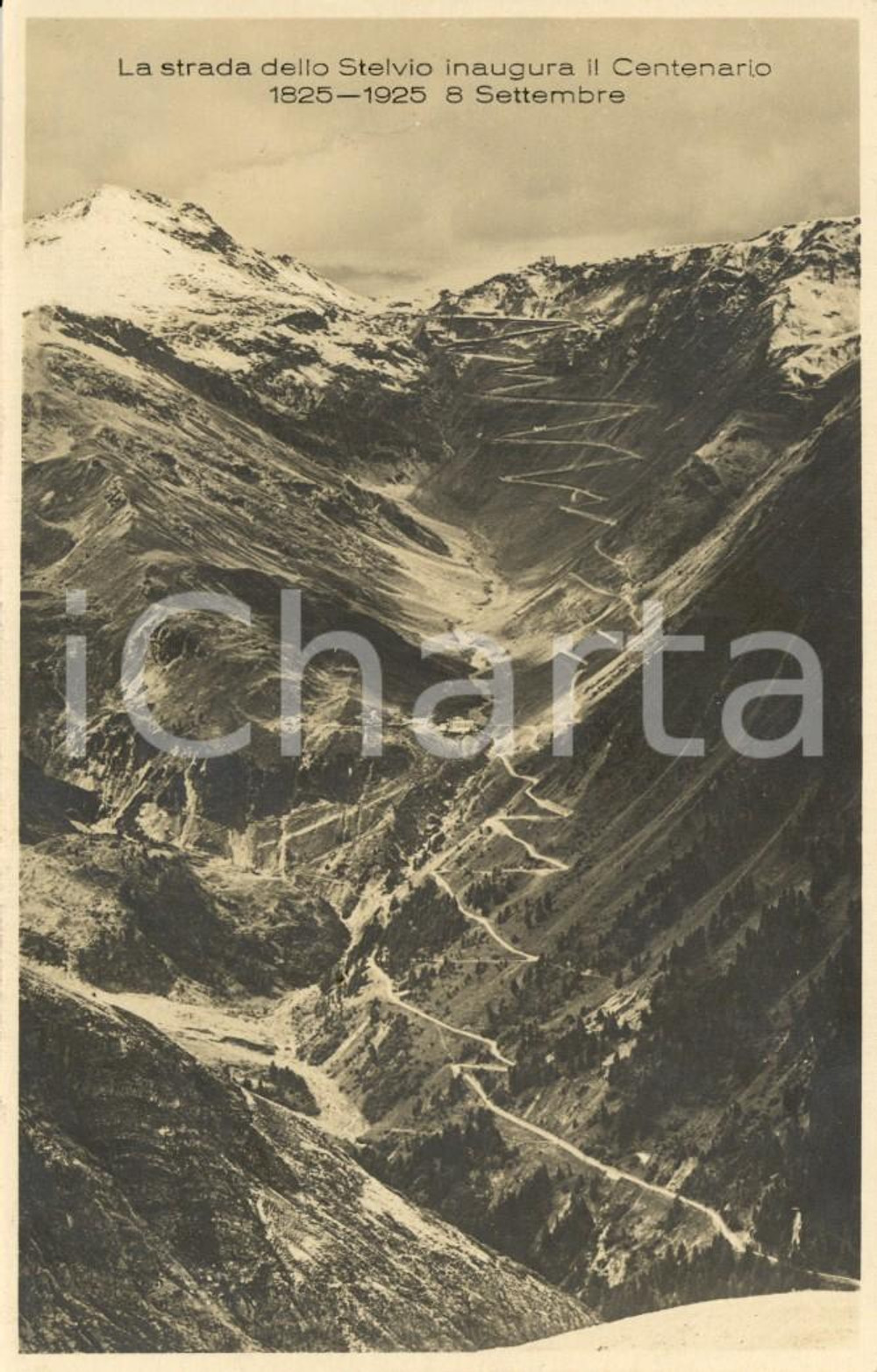 Cartolina originale da collezione 1925 STELVIO (BZ) Veduta della strada per il passo *Cartolina postale FP VG 1