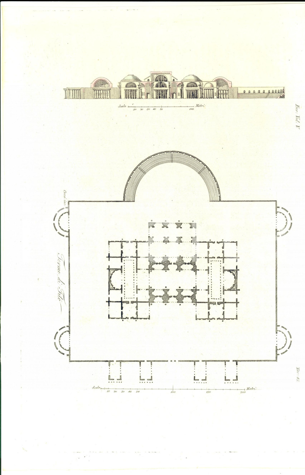 Stampa, bozzetto originale 1830 ca FERRARIO COSTUME EUROPEO Terme di Tito Inc. CORSI 1