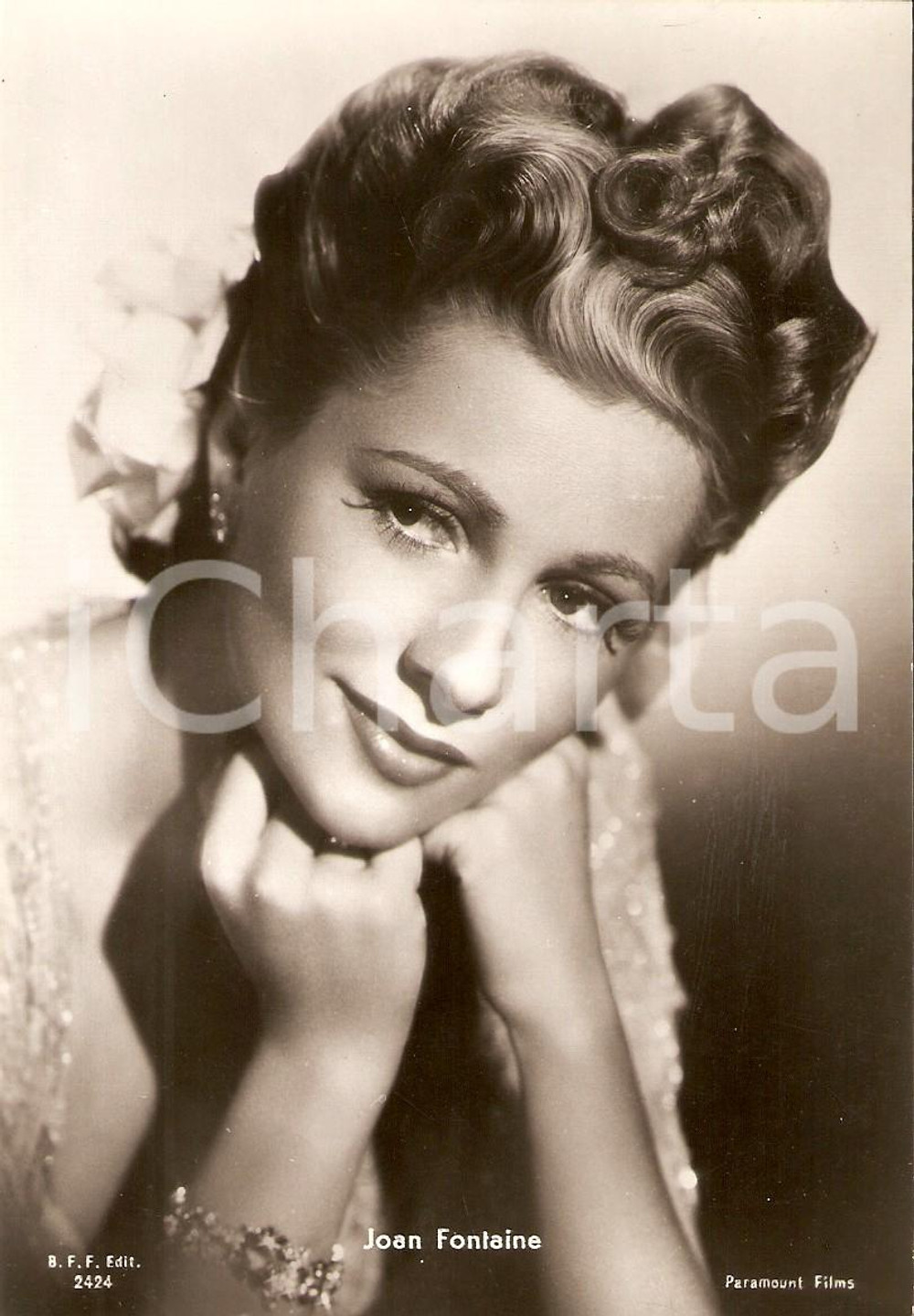 Cartolina originale da collezione 1950 ca CINEMA Actress Joan FONTAINE Portrait *Cartolina FG NV 1