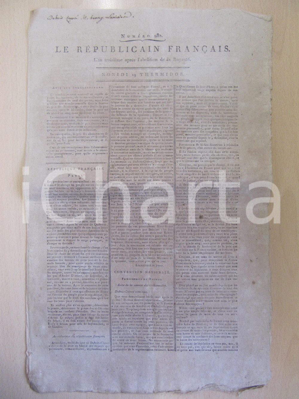 Giornale, rivista storica 1795 LE REPUBLICAIN FRANCAIS Gazette REVOLUTION N° 982 Giusta condanna al Re 1