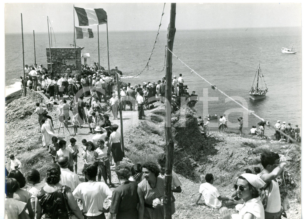 1953 CAMOGLI (GE) Processione STELLA MARIS - Folla di curiosi *Foto 24x18 cm