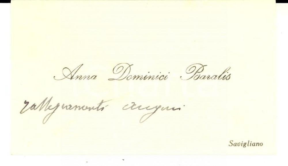 Autografo originale 1950 ca SAVIGLIANO (CN) Biglietto da visita di Anna DOMINICI BARALIS *Autografo 1