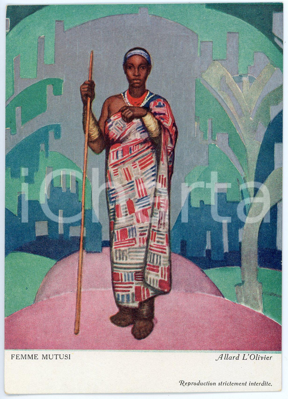 1931 CONGO BELGE Fernand ALLARD L'OLIVIER Femme Mutusi - Postcard FG NV Cartolina d'epoca, non viaggiata. FAIR/discreto Lievi smussature agli angoli Formato: FG originale e autentica 1