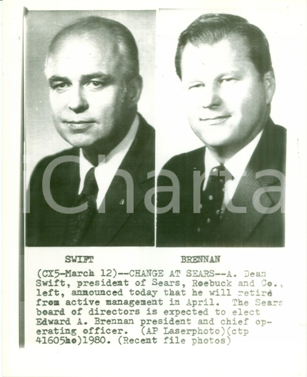 Fotografia d epoca originale 1980 CHICAGO USA Edward BRENNAN sostituisce Dean SWIFT alla SEARS ROEBUCK Foto 1
