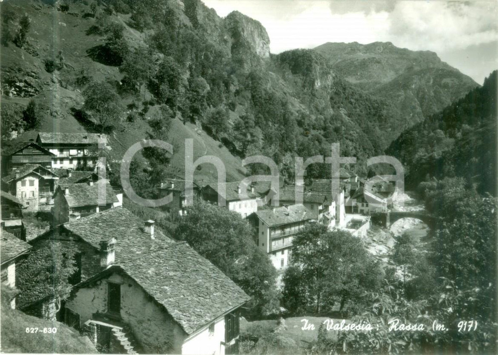 Cartolina originale da collezione 1960 ROSSA VC Panorama del paese in VALSESIA Cartolina postale FG VG 1