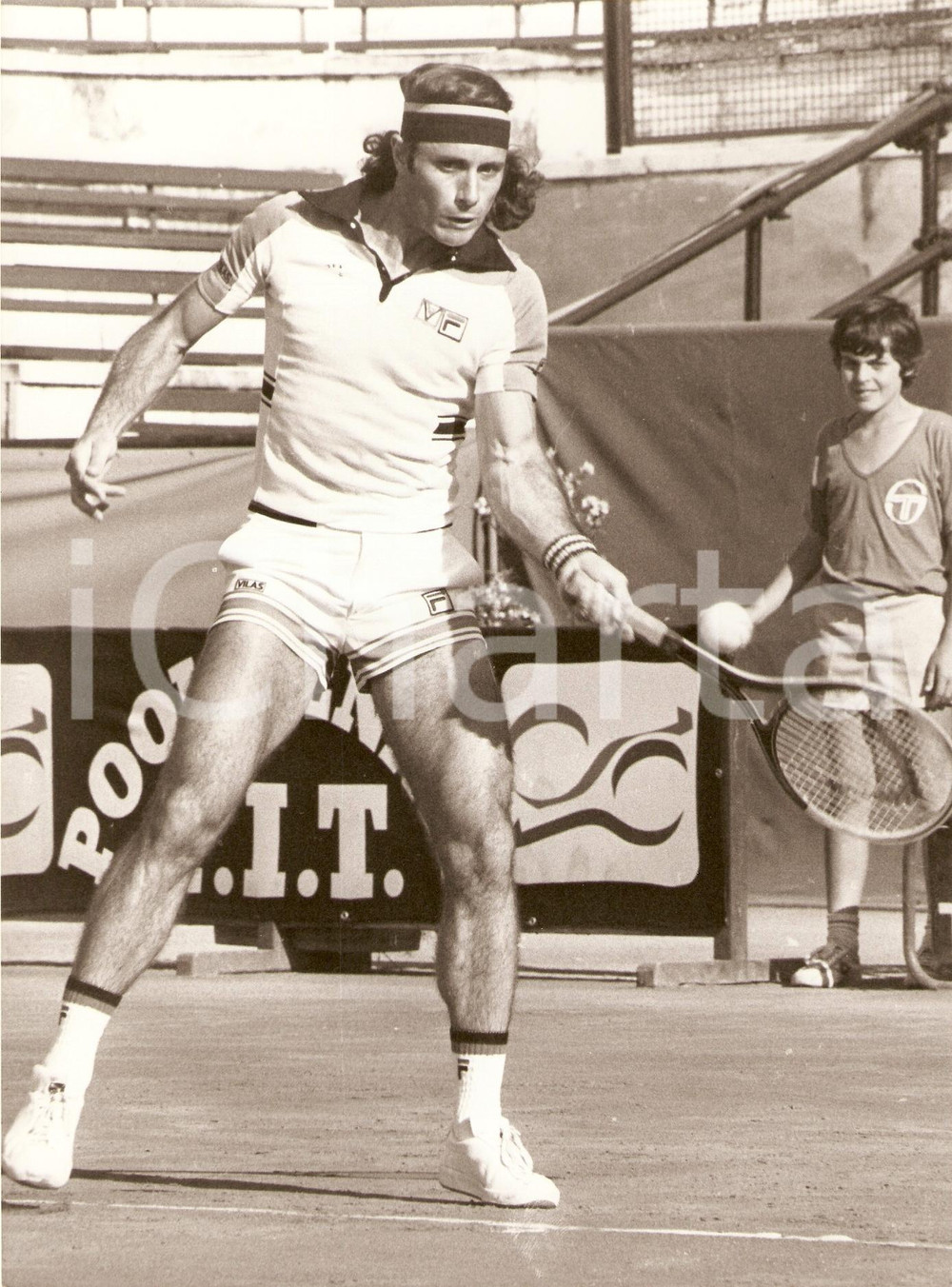 Fotografia d epoca originale 1980 circa ARGENTINA Tennis Guillermo VILAS durante allenamento Fotografia 1