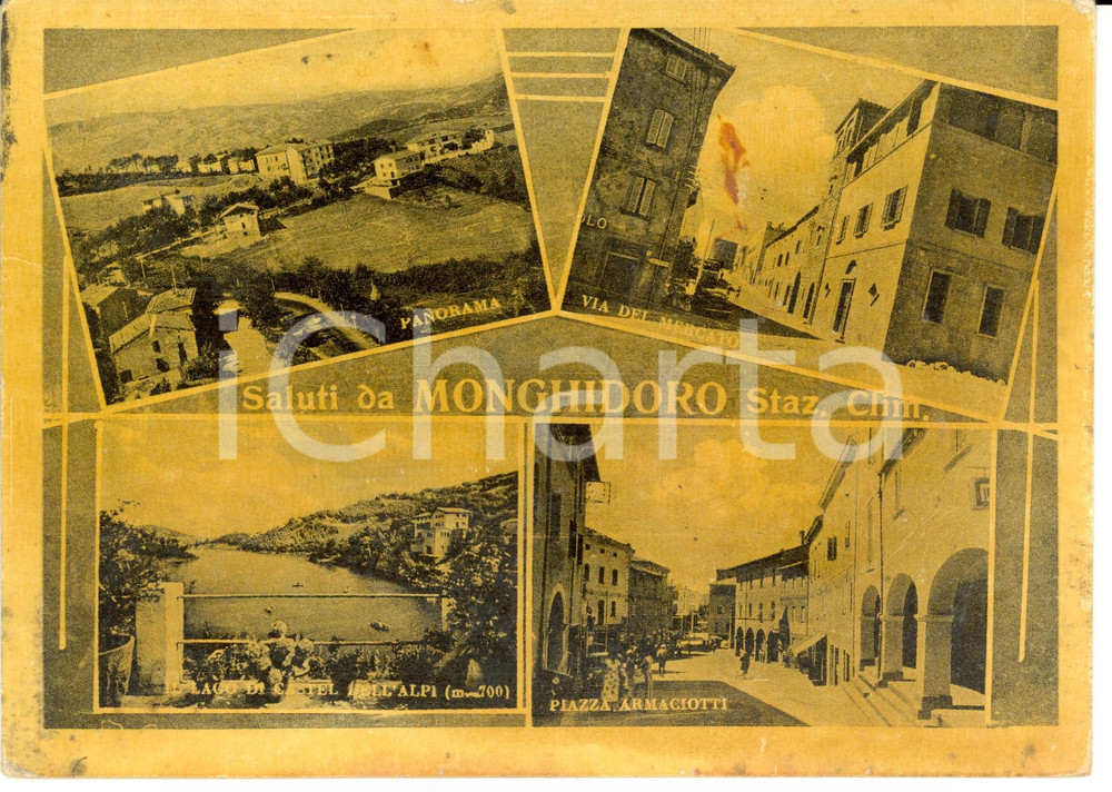Cartolina originale da collezione 1961 MONGHIDORO BO Vedutine della CittÃ  Cartolina postale FG VG 1