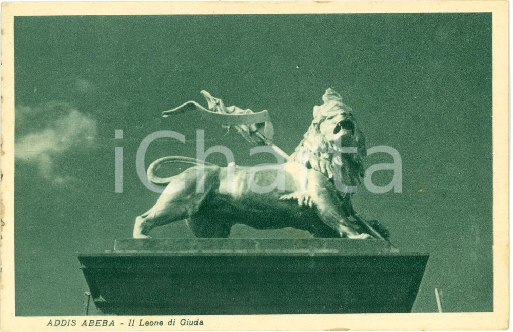 Cartolina originale da collezione 1935 ca ADDIS ABEBA ETIOPIA Il Leone di GIUDA Cartolina FP NV 1
