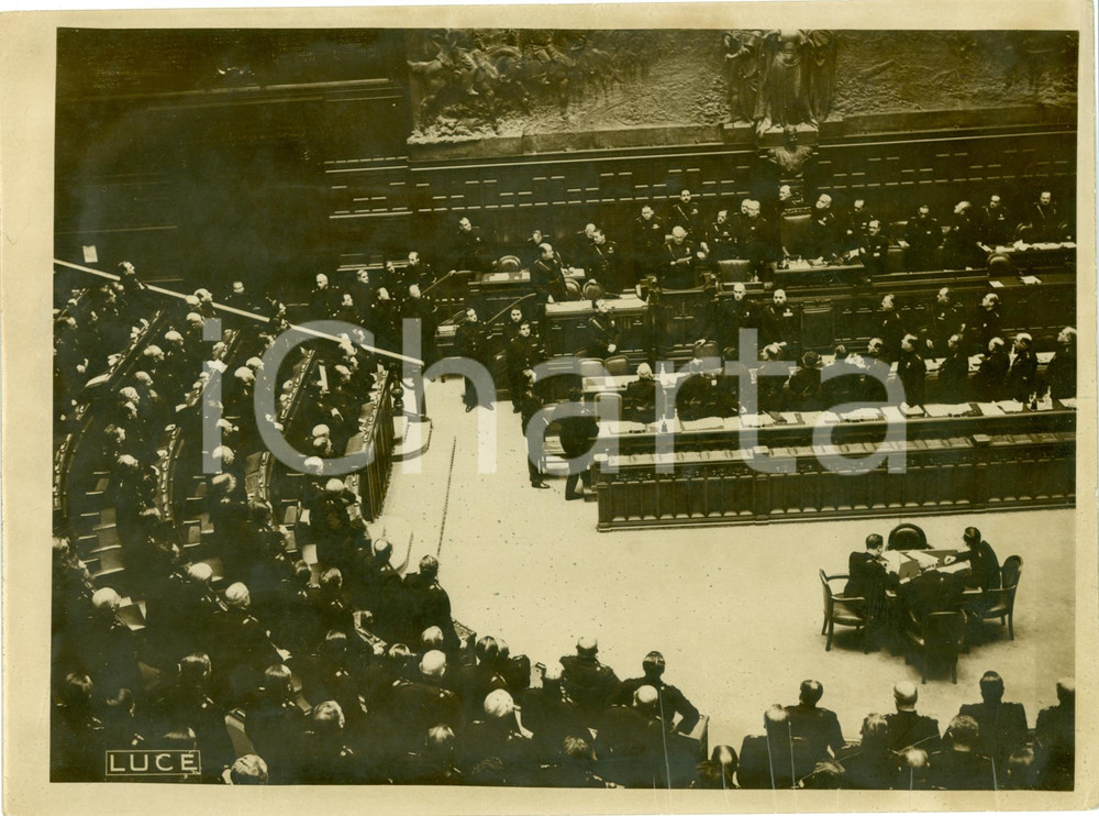 Fotografia d epoca originale 1935 ROMA Benito MUSSOLINI discorso per apertura CAMERA Italiana Fotografia 1