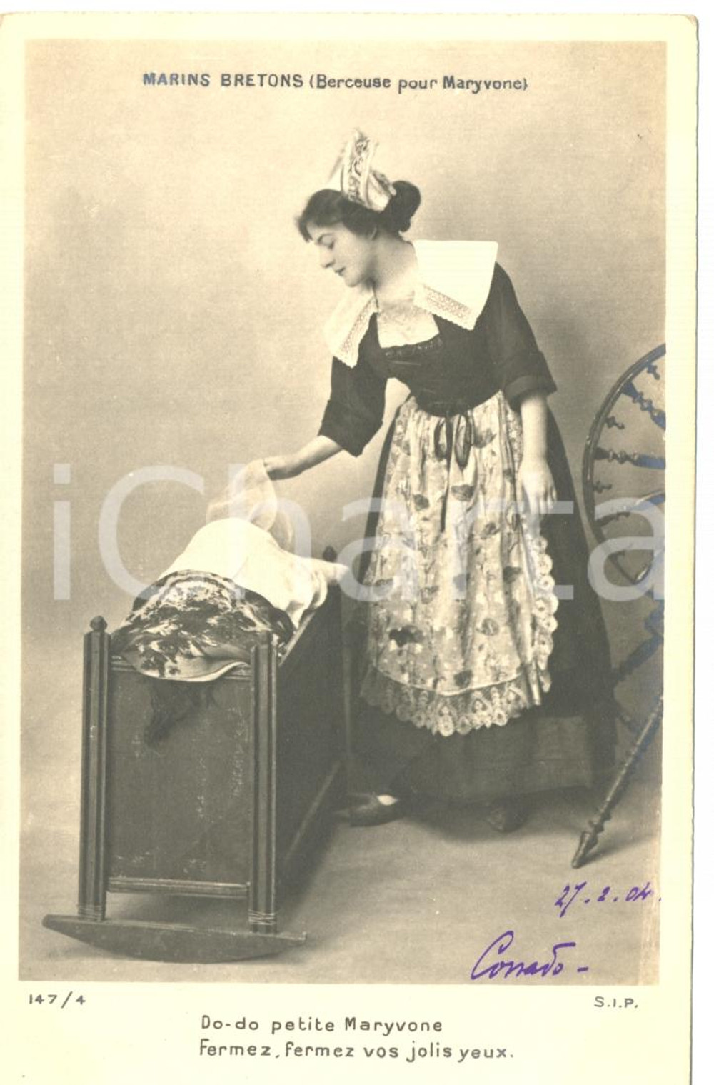Cartolina originale da collezione 1904 Marins bretons - Berceuse pour MARYVONE - Do-do petite Maryvone*Postcard VG 1