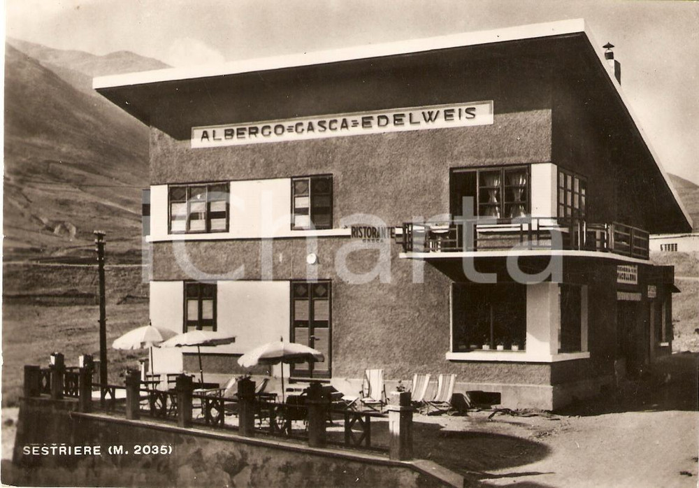 Cartolina originale da collezione 1955 ca SESTRIERE TO Albergo Ristorante GASCA EDELWEIS Cartolina FG NV 1