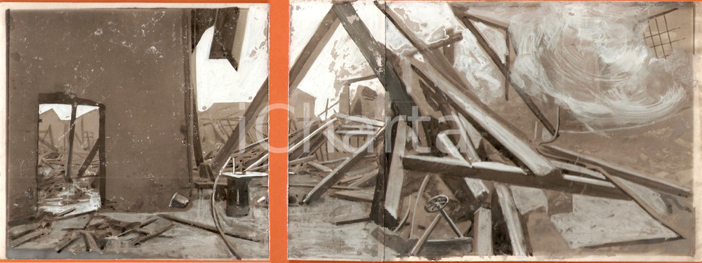 Fotografia d epoca originale 1910 MILANO L incendio di RIPA TICINESE Disegno su vera fotografia 1