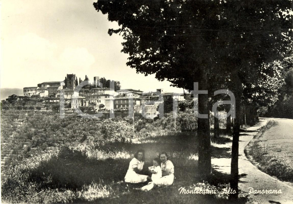 Cartolina originale da collezione 1950 ca MONTECATINI PT Veduta panoramica del paese dalla strada ANIMATA FG VG 1