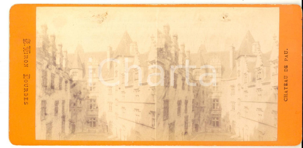 Fotografia d epoca originale 1900 PAU FRANCE Vue du chÃ¢teau  Photo stÃ©rÃ©oscopique VIRON LOURDES 1